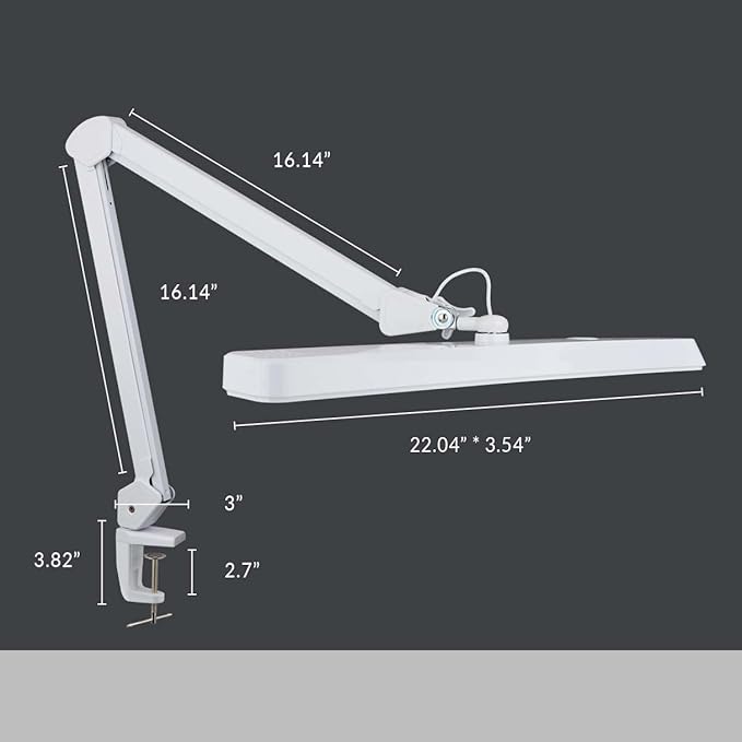 Neatfi (New Model) XL 2,500 Lumens LED Task Lamp with Clamp, 3 Light Modes, 3000-6000K Correlated Color Temperature, 30W Super Bright Desk Lamp, Dimmable, 162 Pcs SMD LED (CCT, White)
