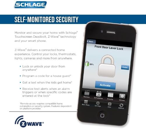 SCHLAGE Connect Camelot Touchscreen Deadbolt with Built-In Alarm and Handleset Grip with Accent Lever, Satin Nickel, FE469NX ACC 619 CAM LH, Works with Alexa