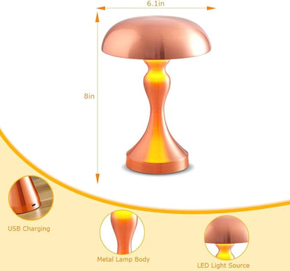 Portable Metal Desk Lamp,3-Color Touch Control, Rechargeable Battery - Ideal Bedside Lamp for Bedroom Nightstand