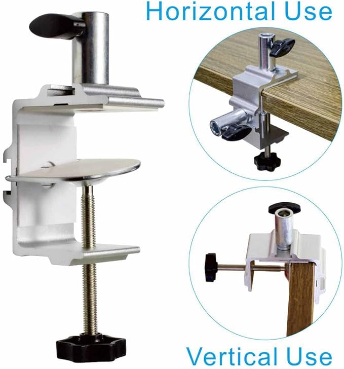 Heavy Duty Replacement Clamp for 1/2” Base Magnifying Lamp，Desk Lamp，Magnify Lamp，Swing Arm Lamp，Mic Microphone Suspension Boom Scissor Mount(Silver)