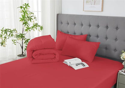 3 Piece Solid Color All Season Bedding Comforter Set Microfiber Soft Lightweight Bedding Set for Kids Teens Adults Room Decor with 1 Comforter and 2 Pillowcases Twin