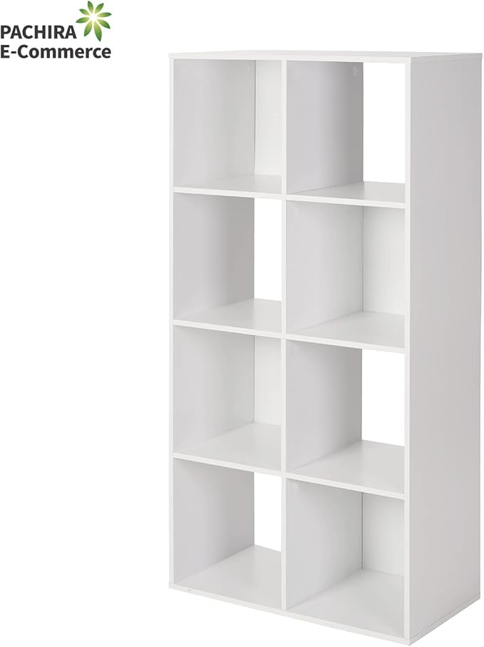 PACHIRA E-Commerce US Storage Cabinet 8-Cube, White Bookcase with Wooden Frame, Open Closet Standing Nursery Book Shelving Organizer Fits 11 Inch Storage Bin
