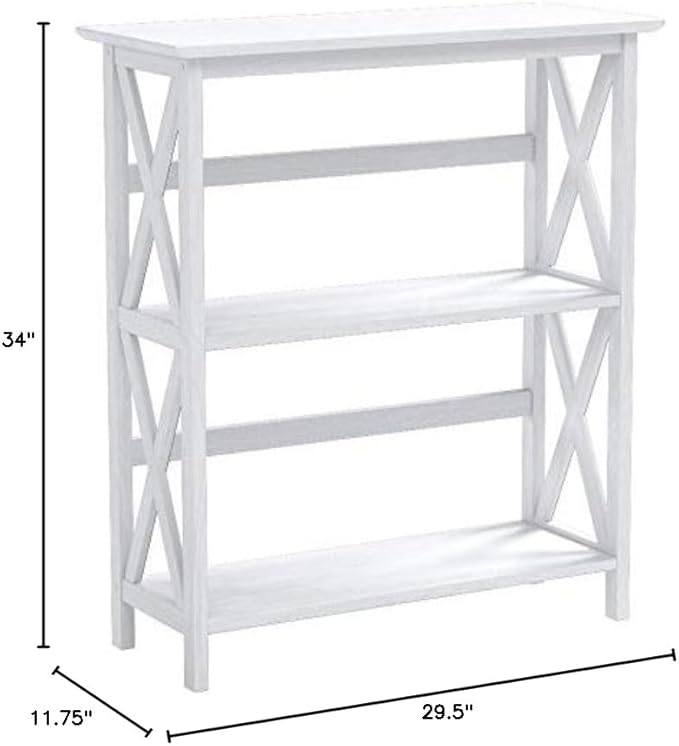 Casual Home 3-Shelf Montego Bookcase, White