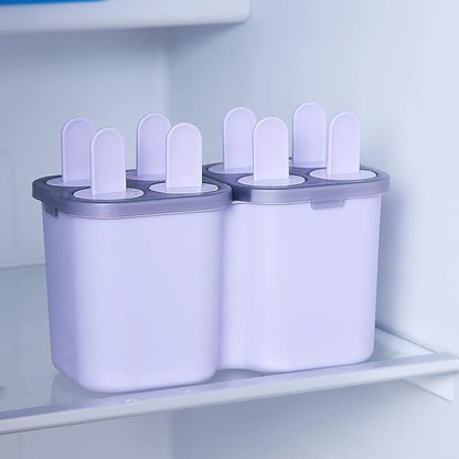 HOMQUEN Popsicles Molds, 8 Piece Ice Pop Mold, Reusable Easy Release Ice Cream Mold for kids, Many Shapes Homemade Popsicle Molds, DIY Popsicle Maker, BPA Free (8 Cavities-Purple)