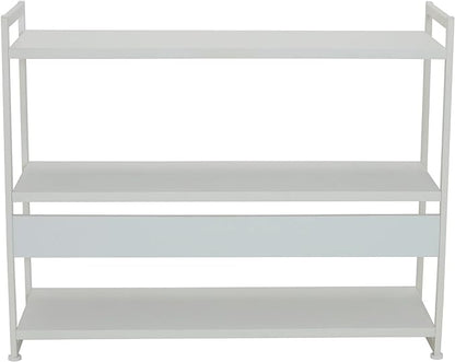 Household Essentials Jamestown Wide 3 Shelf Open Storage Bookshelf Scandinavian White and White Metal