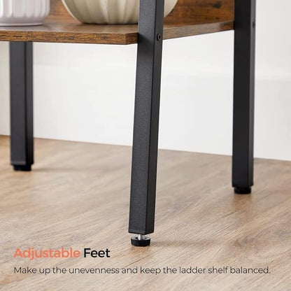 VASAGLE Bookshelf, 4-Tier Narrow Bookcase, Ladder Shelf for Home Office, Living Room, Bedroom, Kitchen, Rustic Brown and Ink Black ULLS108B01