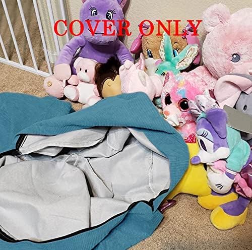 Stuffed Animal Storage Bean Bag Chair Cover (No Filler) for Kids and Adults.Soft Premium Corduroy Stuffable Beanbag for Organizing Children Plush Toys or Memory Foam Small 100L(LightBlue)