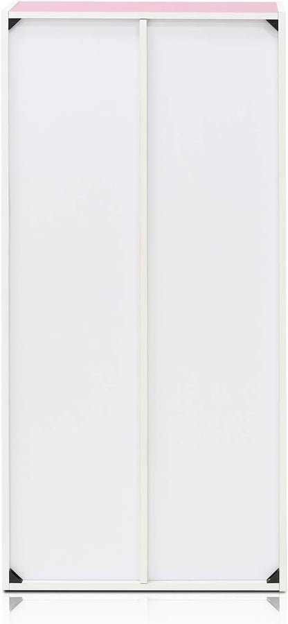 Furinno 7-Cube Reversible Open Shelf, White/Pink 11048WH/PI