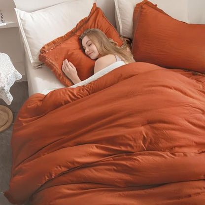 Andency California King Comforter Set Burnt Orange - 3 Pieces Cal King Boho Terracotta Lightweight Bedding Comforter Sets, Oversized All Season Soft Bed Set (104x96In Comforter & 2 Pillowcases)