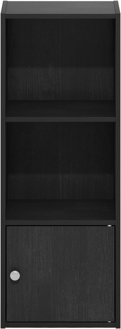 Furinno Luder Shelf Bookcase with 1 Door Storage Cabinet, Blackwood