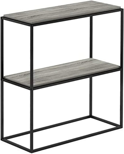 Furinno Moretti Modern Wide Stackable Metal Shelf, French Oak Grey