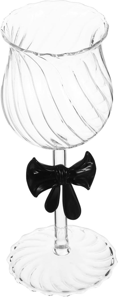Ml Elegant Bow Wine Glasses for Valentine's Day Dinner and Weddings, Romantic Atmosphere Creator with Ornate Glass Design to Enhance Celebration Glassware Collection
