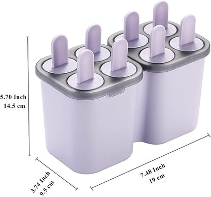 HOMQUEN Popsicles Molds, 8 Piece Ice Pop Mold, Reusable Easy Release Ice Cream Mold for kids, Many Shapes Homemade Popsicle Molds, DIY Popsicle Maker, BPA Free (8 Cavities-Purple)