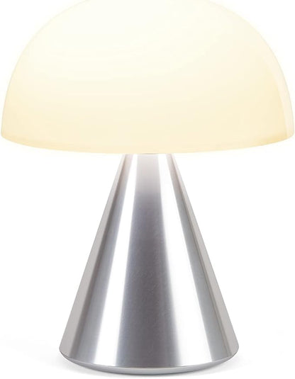 Lexon Mina L Mushroom Lamp - 9 LED Color Table Lamp for Bedrooms, Living Room & Office - Cordless, Rechargeable with 24h Light & Dimmer, Aluminum, Large - Alu Poli