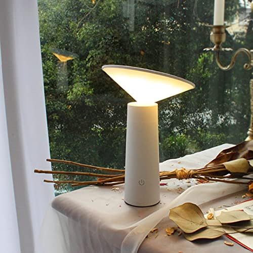 Mona' Modern Table Lamp, Partable Wireless LED Light, Dimming Touch Control Switch, 360 Adjustable, USB Rechargeable, Study Reading Desk Lamp for Home and Office (White)