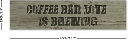Generic Funny Wood Sign Coffee Bar Love is Brewing Rustic Wooden Hanging Sign Home Farmhouse Kitchen Wall Decoration 16 x 6 Inch