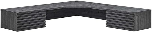 Modway Render 60" Mid-Century Modern Wall-Mount Corner Office Desk in Charcoal