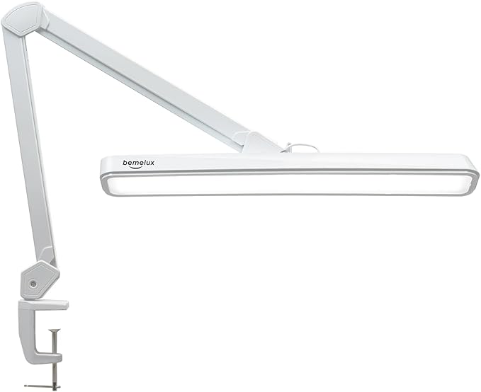 LED Architect Desk Lamp, 2500 Lumens, Dimmable, Metal Swing Arm, 5 Color Temperatures, 30W, Ideal for Task Work, Drafting, Reading, Clamp-on Office Table Lamp with 324 Bright LEDs(White)