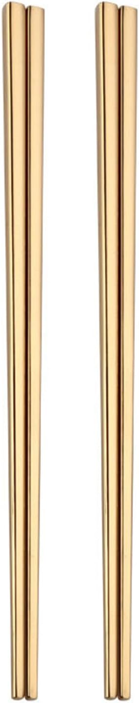 Stainless Steel Chopsticks,Reusable ,Dishwasher Safe , Easy to Use（2 PCS,golden）