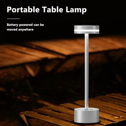 Cordless Metal Desk Lamp,Portable LED Table Lamp with Touch Sensor,3 Color Rechargeable Lamp,3-Levels Brightness Lamp,Night Light for Kids Nursery,Bedside Lamp,Dining Room Lamp (Silver)