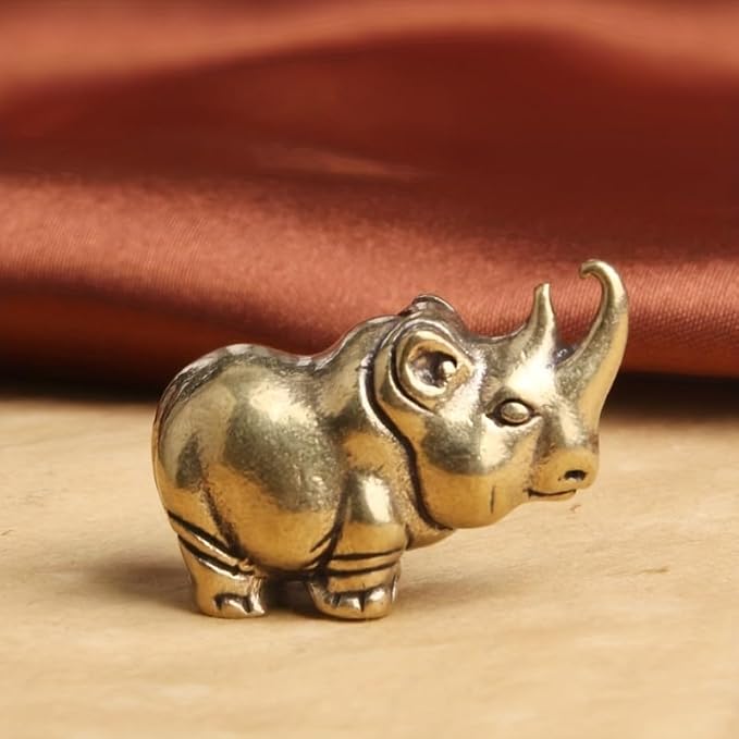 Vintage Solid Brass Rhino Figurine - Exquisite Desk Decor for Collectors - Perfect Home or Office Accent(Rhino)