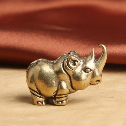 Vintage Solid Brass Rhino Figurine - Exquisite Desk Decor for Collectors - Perfect Home or Office Accent(Rhino)