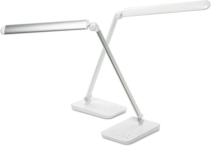 Safco Products 1001WH Vamp LED Modern ABS Desk Lamp with USB Port and Dimmer Switch, White