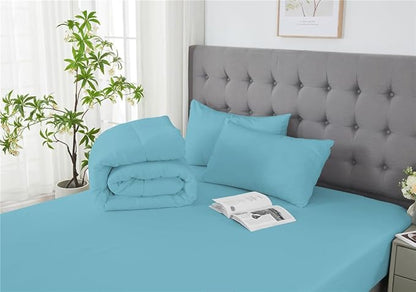 3 Piece Solid Color All Season Bedding Comforter Set Microfiber Soft Lightweight Bedding Set for Kids Teens Adults Room Decor with 1 Comforter and 2 Pillowcases King
