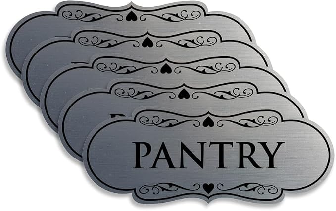 Designer Pantry Sign (Brushed Silver) - Large (5 Pack)