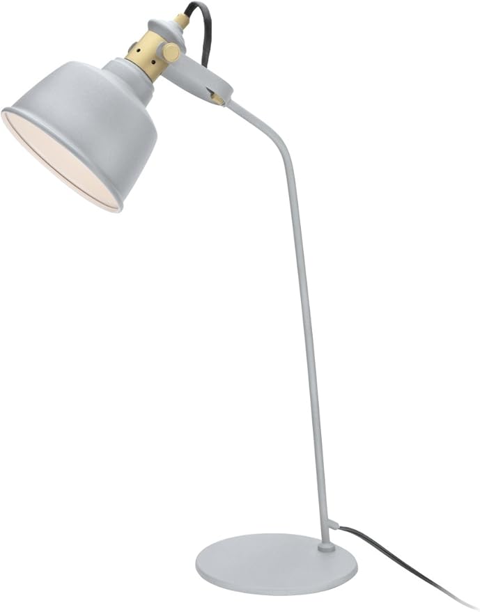 Aspen Creative 40101, 24" High Modern Desk, Cement Grey Finish with Metal Lamp Shade, 14 3/8" Wide