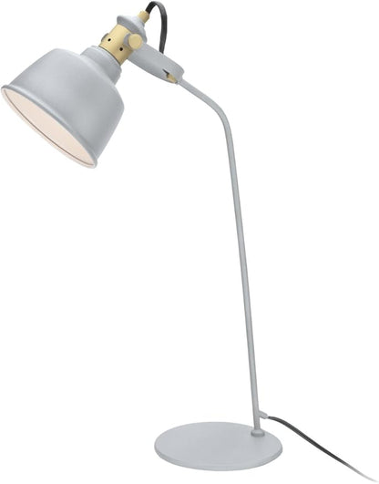 Aspen Creative 40101, 24" High Modern Desk, Cement Grey Finish with Metal Lamp Shade, 14 3/8" Wide