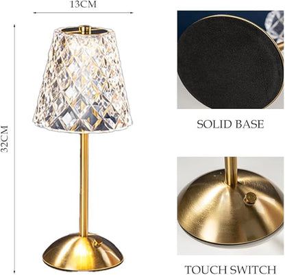 Cordless Metal Desk Lamp, Touch Sensor Control LED Table Lamp,3 Color Stepless Dimmable Battery Powered Lamp,Night Light for Kids Nursery,Bedroom/Desk/Cafe (Gold-1)