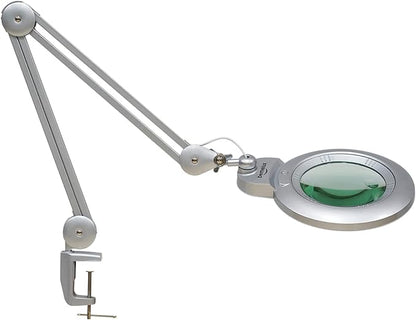 Bifocals Magnifying Desk Lamp with Clamp, 5 Diopter with 20 Diopter, 6 Inch Detachable Lens and 120PCS LEDs, 3 Color Modes 1200 Lumens Swivel Arm Magnifying Lamp with Light for Crafts