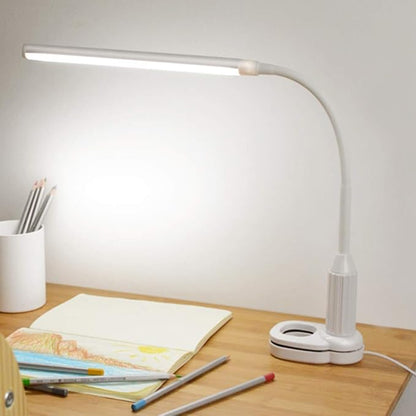LED Desk Lamp, Clamp on Desk Light, Eye-Caring Gooseneck Clip on Light, 3 Color Modes, Stepless Dimming - Highly Adjustable Clamp Task Lamp/Table Lamp for Reading, Sewing, Drafting, Office