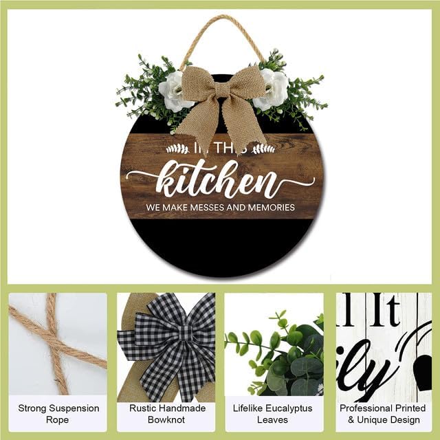 Kitchen Signs Wall Decor In this Kitchen We Make Messes and Memories Funny Dining Room Wall Decor Wood Hanging Sign Farmhouse Kitchen Dining Room Sign for Home 11inch