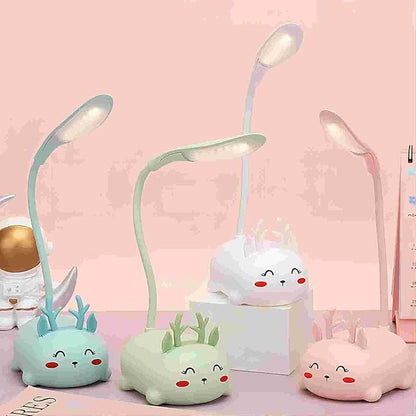 Kids Lamp, Cute LED Desk Lamp for Kids, Mini Animal Night Light, USB Rechargeable Flexible Cartoon Lamp Eye-Care Lighting for Bedroom (Deer B, Pink)