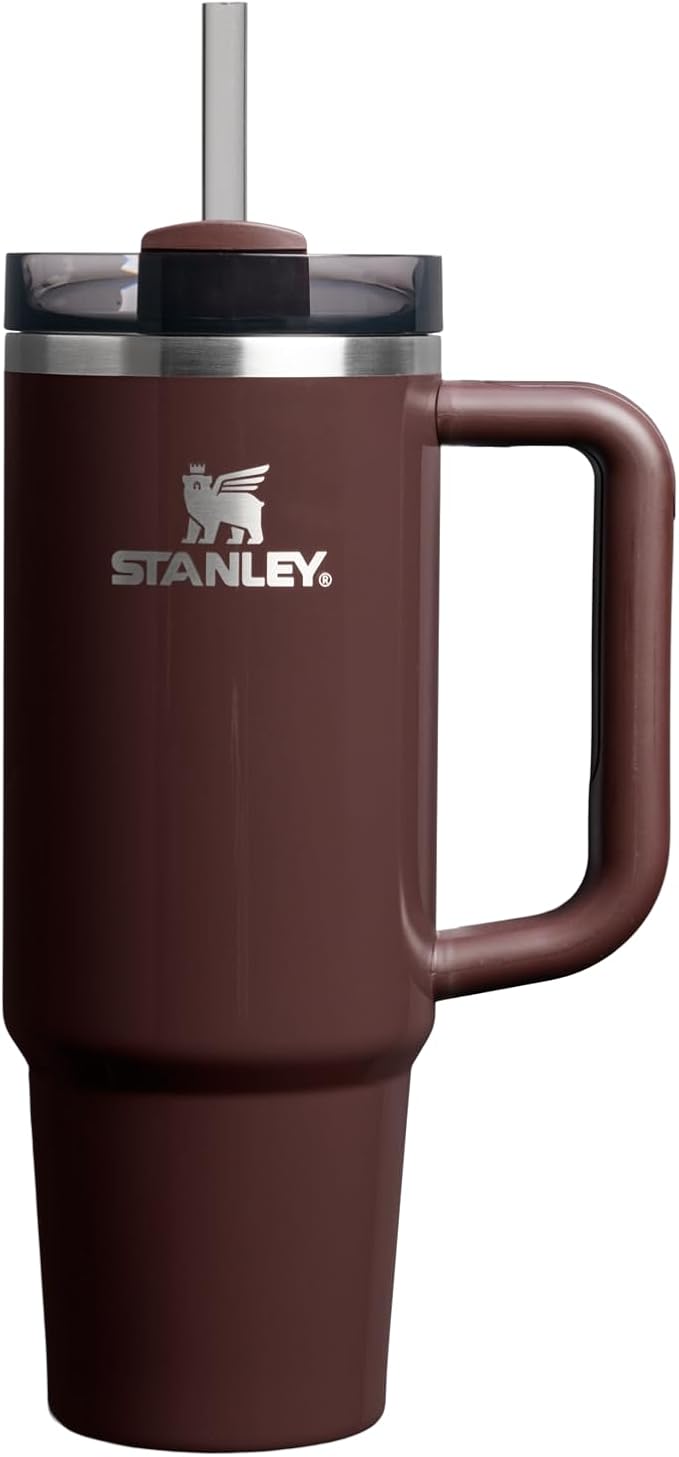 STANLEY Quencher H2.0 Flow State Tumbler, 30 oz, Mahogany Gloss | Handle and Straw | 3-Position Lid | Cup Holder Compatible for Travel | Insulated Stainless Steel Cup | BPA-Free