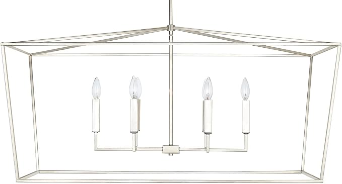 Capital Lighting 837661PN Thea Symmetrical Clear Line Island/Linear Pendant, 6-Light 360 Total Watts, 21" H x 42" W, Polished Nickel
