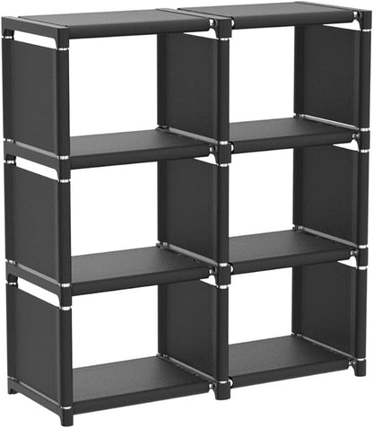 Mavivegue Book Shelf, 6 Cube Storage Organizer, DIY Bookcase, Metal Cube Bookshelf,Tall Book case for Bedroom, Living Room,Office,Closet Storage Organizer, Black Cubicle Storage Rack