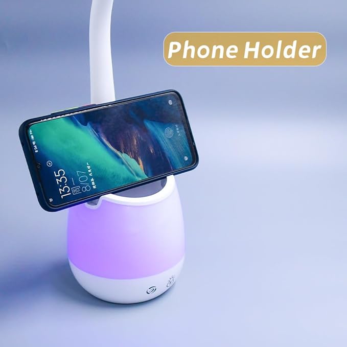 Donewin Rechargeable LED Desk Lamp with Color Changing Light, Pen and Phone Holder - Perfect Study and Reading Lamp for Kids, Teens, and Students - Great Gift for College Dorm Rooms
