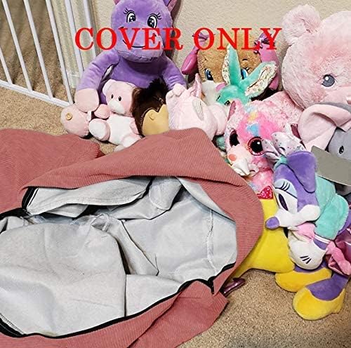 Stuffed Animal Storage Bean Bag Chair Cover (No Beans) for Kids and Adults.Soft Premium Corduroy Stuffable Beanbag for Organizing Children Plush Toys or Memory Foam Extra Large 300L (Pink)