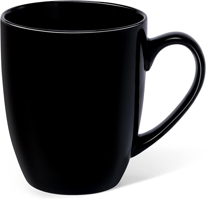 Urbanstrive 16 oz Large Coffee Mug with Handle Tea Cup Novelty Coffee Cup Idea Gift for Men Women Office Work, Black