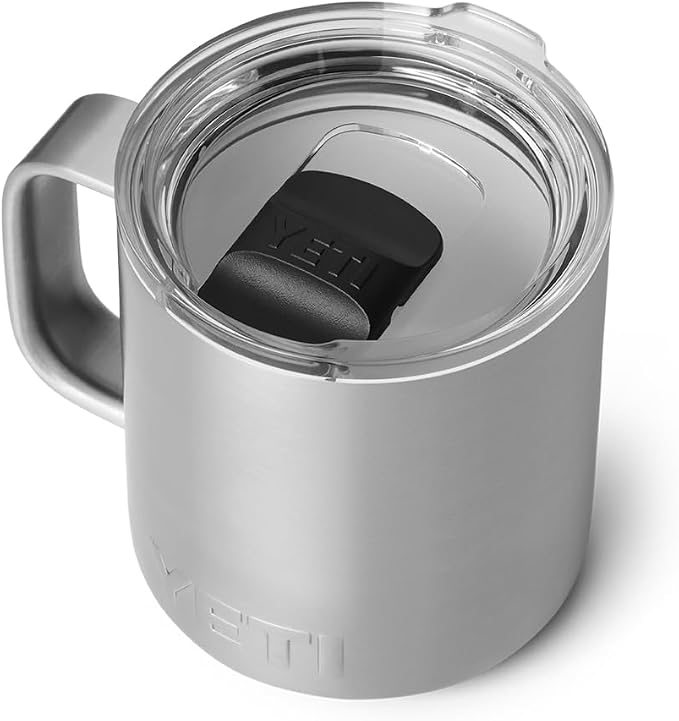 YETI Rambler 10 oz Ceramic Lined Stackable Mug, Vacuum Insulated, Stainless Steel with MagSlider Lid, Stainless