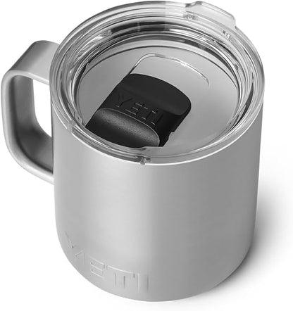 YETI Rambler 10 oz Ceramic Lined Stackable Mug, Vacuum Insulated, Stainless Steel with MagSlider Lid, Stainless
