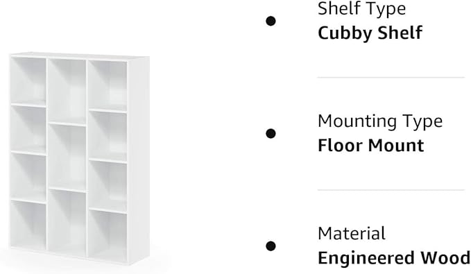 Furinno Luder Bookcase / Book / Storage , 11-Cube, White