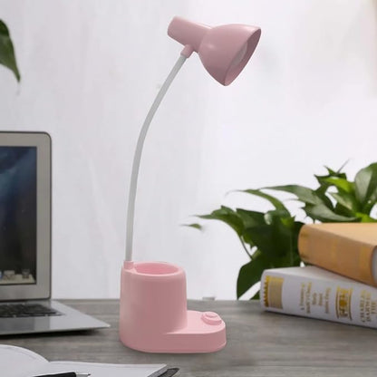 Battery Operated lamp,Small Lamps for Small Spaces,Pink Desk lamp,kids battery lamps for tables,Cute pen holder for desk,360° Rotating Hose,Adjust The Angle of Light Source at Will,Led Desk Lamps