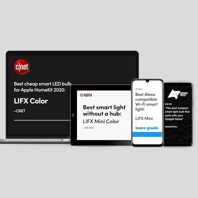 LIFX Color, 1100 lumens BR30 E26, 2.4GHz Wi-Fi Smart LED Light Bulb, Billions of Colors and Whites, No Bridge Required, Works with Alexa, Hey Google, HomeKit and Siri, Multicolor (Pack of 2)