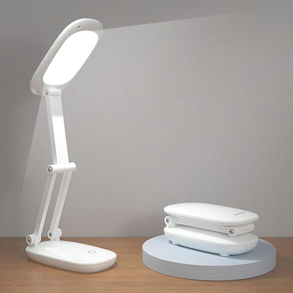LED Desk Lamp for Office Home & Battery Operated Lamp Rechargeable Lamp Foldable & Portable Light, [2-fold support frame higher] 3 Brightness Dimmable Small Desk Lamp Wireless Reading Lamp