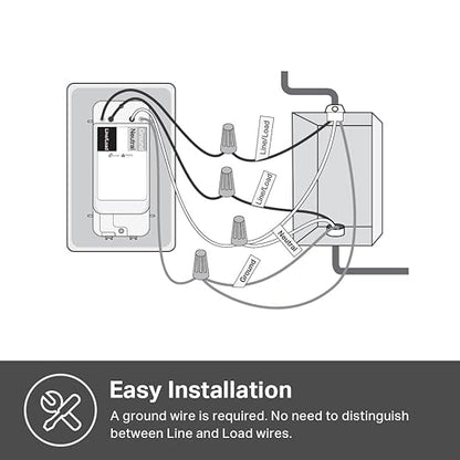 Kasa Matter Smart Light Switch: Voice Control w/Siri, Alexa & Google Assistant, UL Certified, Timer & Schedule, Easy Guided Install, Neutral Wire Required, Single Pole, 2.4GHz Wi-Fi, 3-Pack