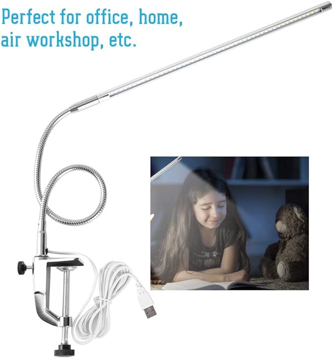 Lampara Para Mesa De Manicura Profesional, USB Clamp LED Desk Lamp, USB Adjustable Direction and Brightness Clip Eye-Caring Table Lamps LED Light Study Tattoo Light for Reading, Study